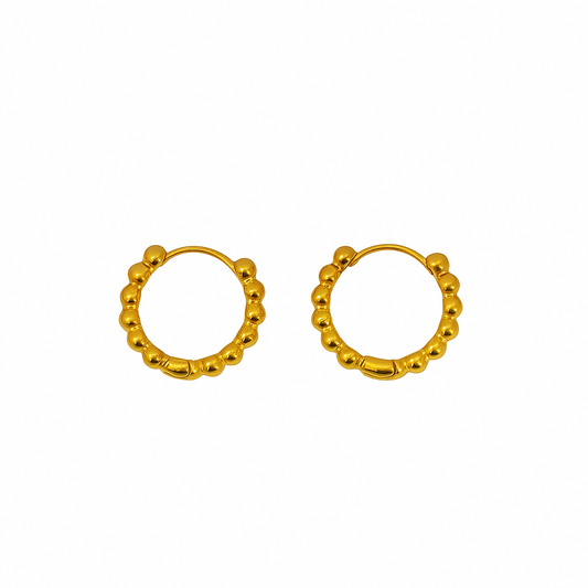Aurora Bead Hoop Earrings in 18K PVD gold by Febae – view 2