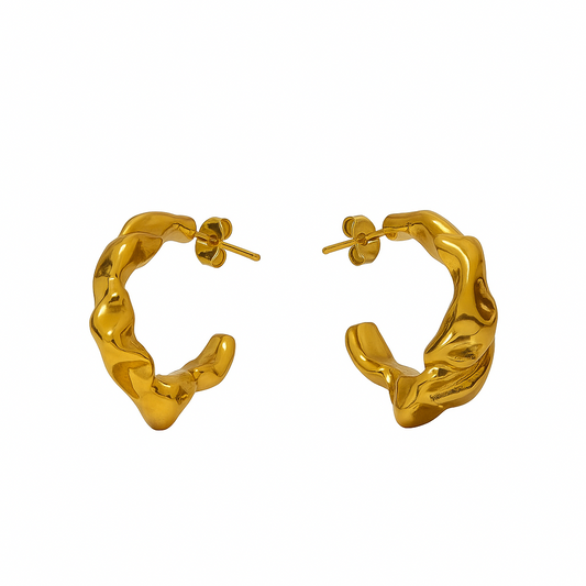 Elysia Sculpt Hoop Earrings in 18K PVD gold by Febae – view 2