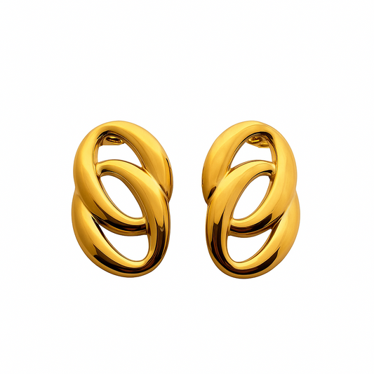 Luna Knot Earrings in 18K PVD gold by Febae – view 2