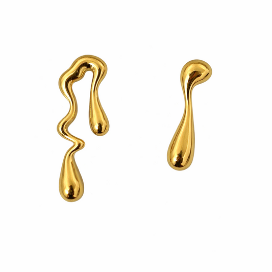 Molten Drift Earrings in 18K PVD gold by Febae – view 2
