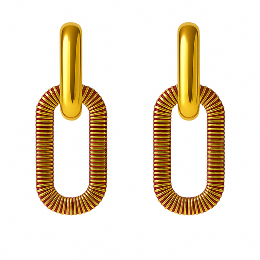 Scarlet Orbit Link Earrings in 18K PVD gold by Febae – view 2