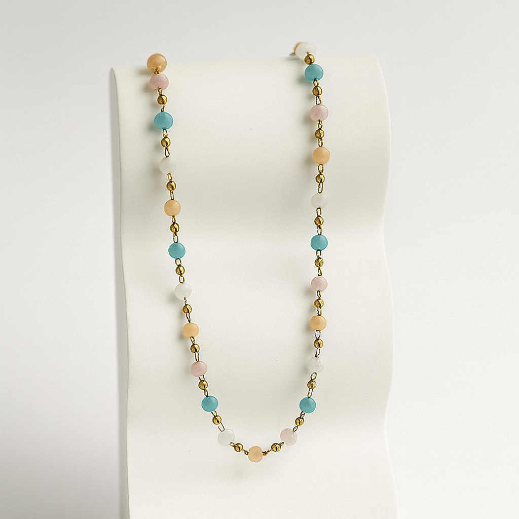 Pastel Harmony Bead Necklace in 18K PVD gold by Febae – view 4