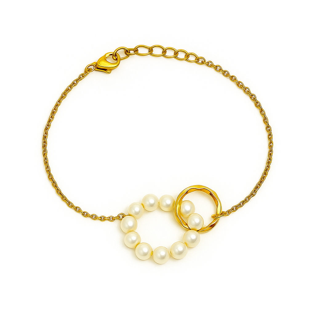 Golden Pearl Orbit Bracelet