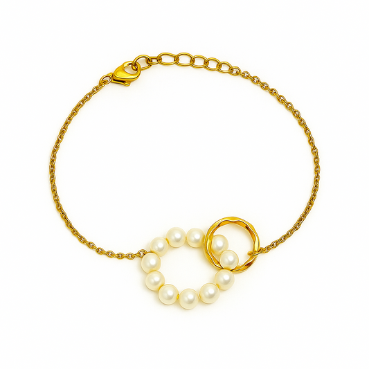 Golden Pearl Orbit Bracelet