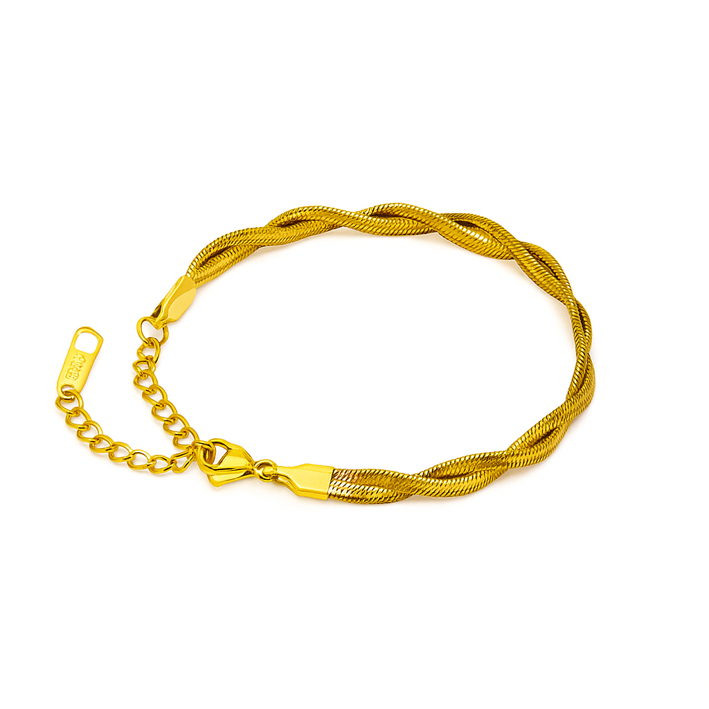 Twisted Snake Bracelet in 18K PVD gold by Febae