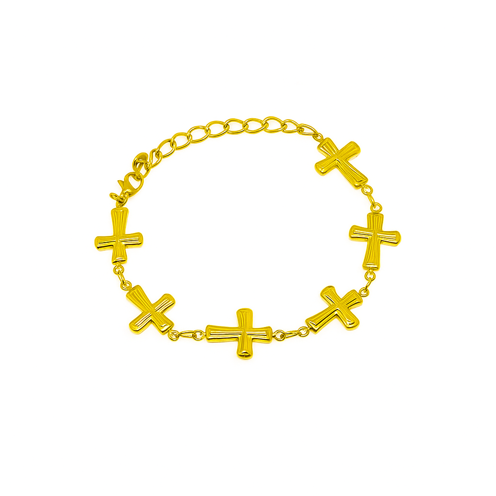 Golden Cross Link Bracelet in 18K PVD gold by Febae