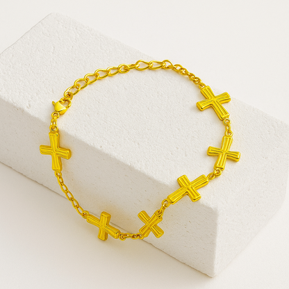 Golden Cross Link Bracelet