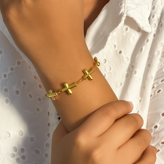 Golden Cross Link Bracelet