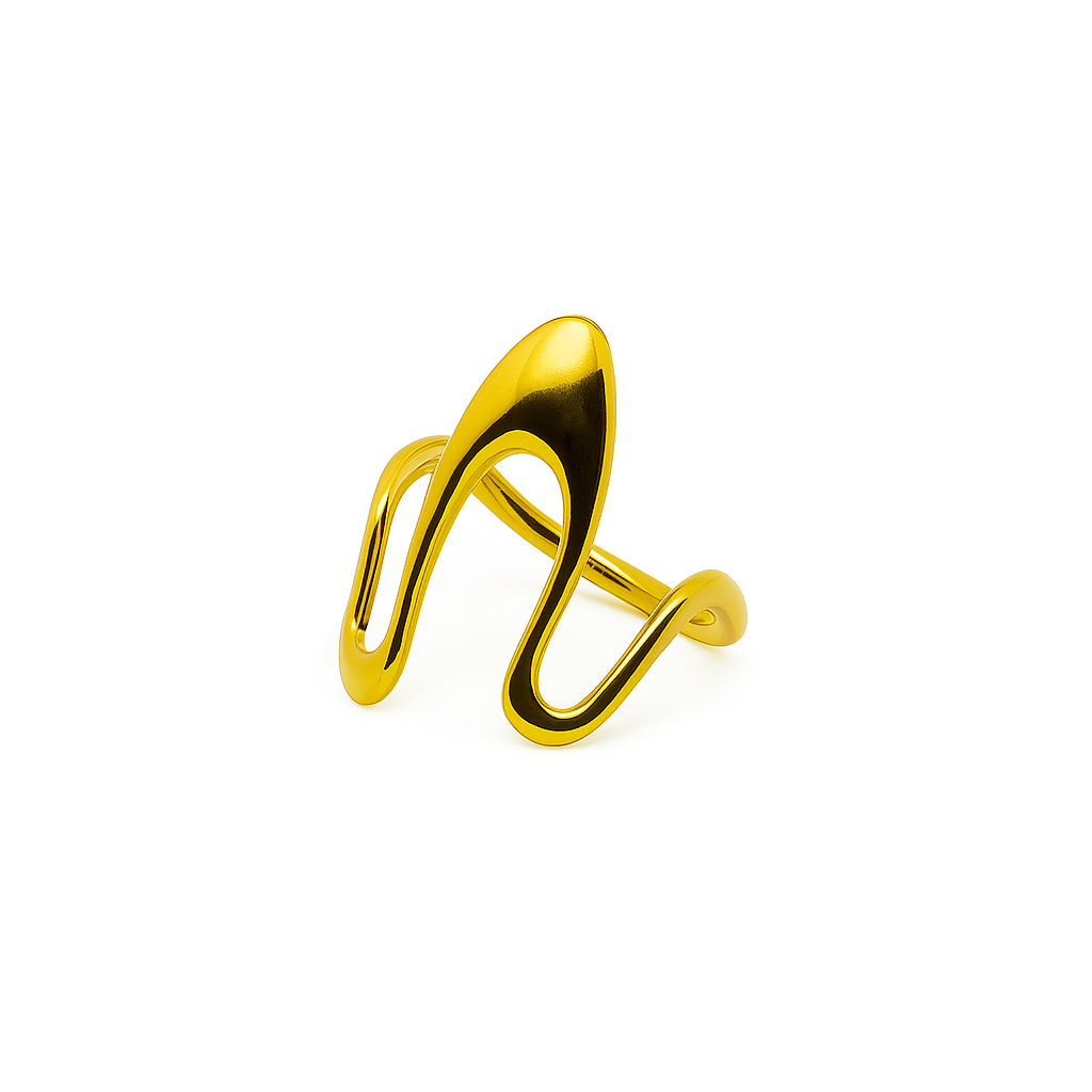 Golden Drift Ring in 18K PVD gold by Febae – view 3