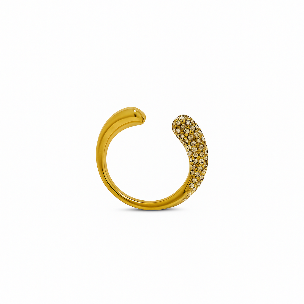 Golden Sparkle Stone Ring in 18K PVD gold by Febae
