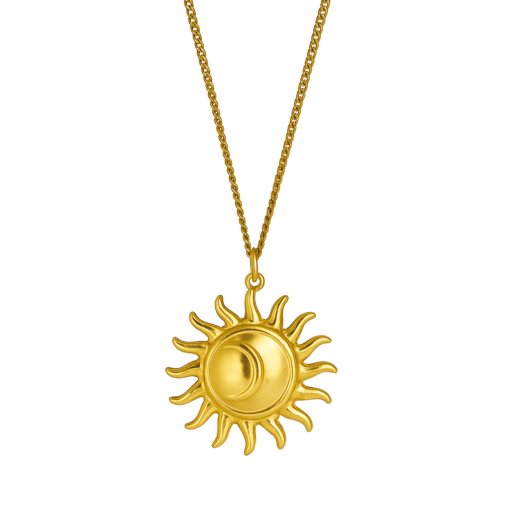 Sun Pendant Necklace in 18K PVD gold by Febae