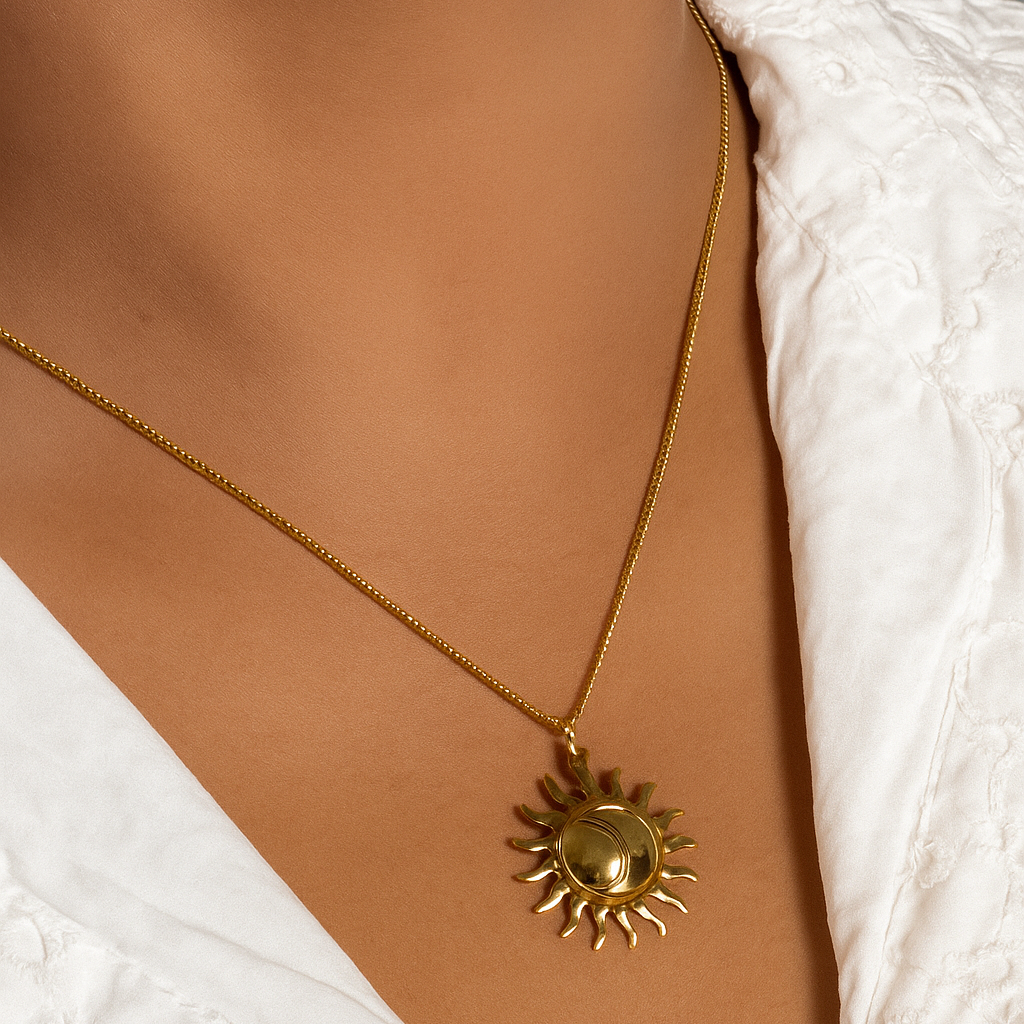 Sun Pendant Necklace in 18K PVD gold by Febae – view 2