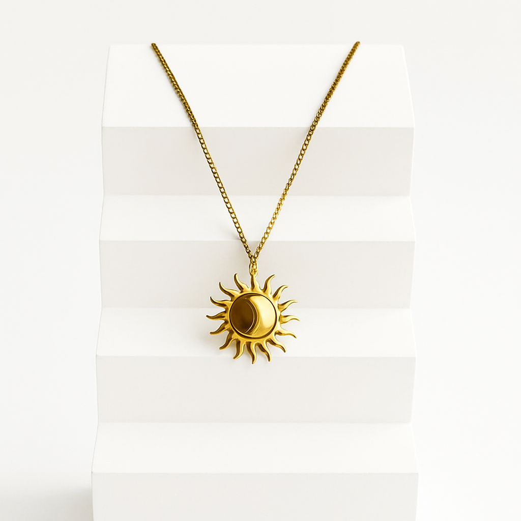 Sun Pendant Necklace in 18K PVD gold by Febae – view 4
