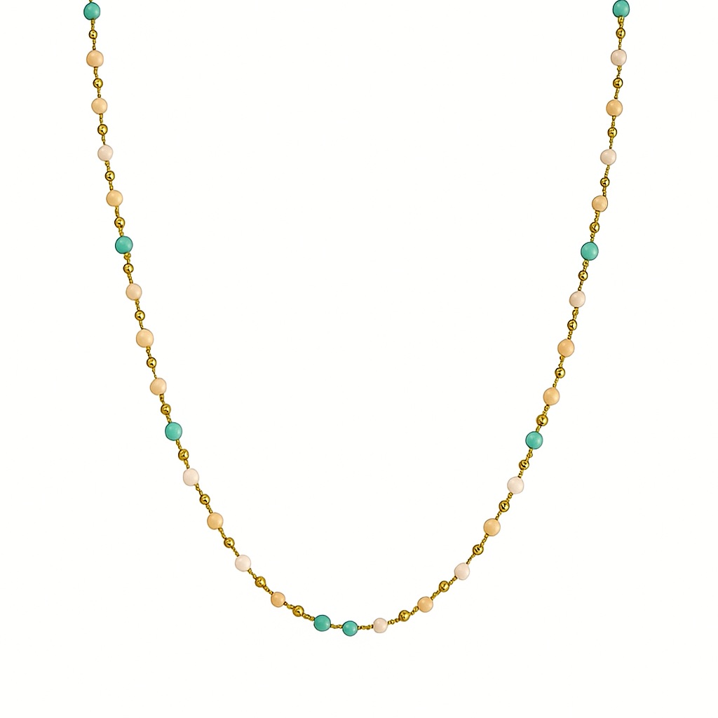 Pastel Harmony Bead Necklace in 18K PVD gold by Febae