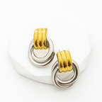 Golden and Silver Loop Earrings in gold and silver PVD by Febae – view 3
