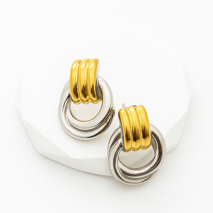 Golden and Silver Loop Earrings