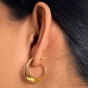 Golden Crescent Hoop Earrings