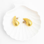 Golden Tear Drop Earrings in 18K PVD gold by Febae – view 3
