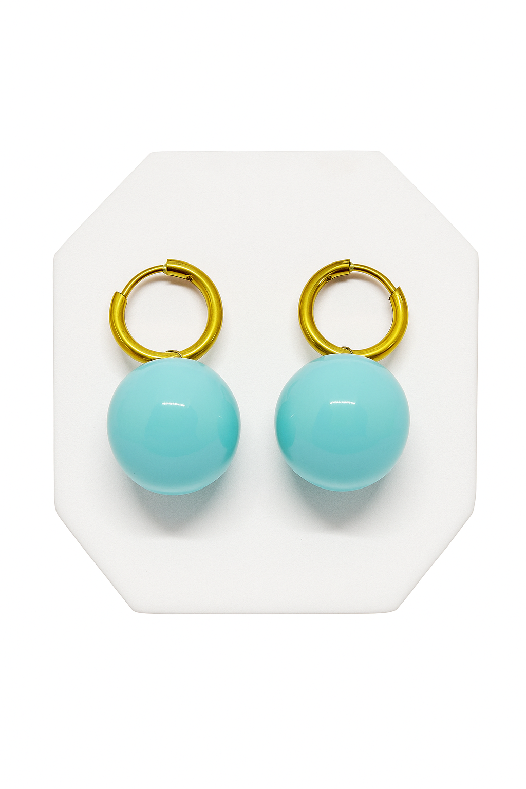 Aqua Glow Hoop Earrings in 18K PVD gold by Febae – view 3