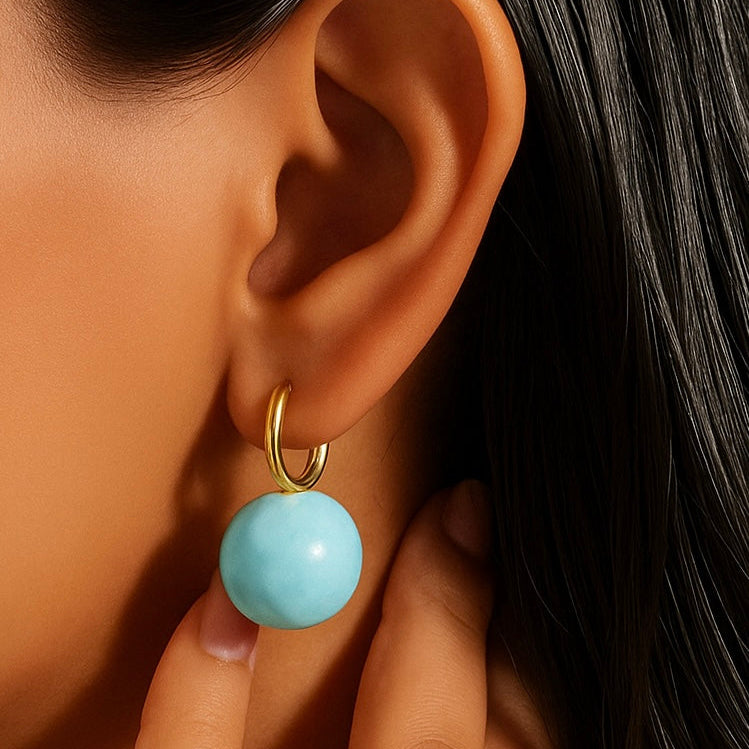 Aqua Glow Hoop Earrings in 18K PVD gold by Febae
