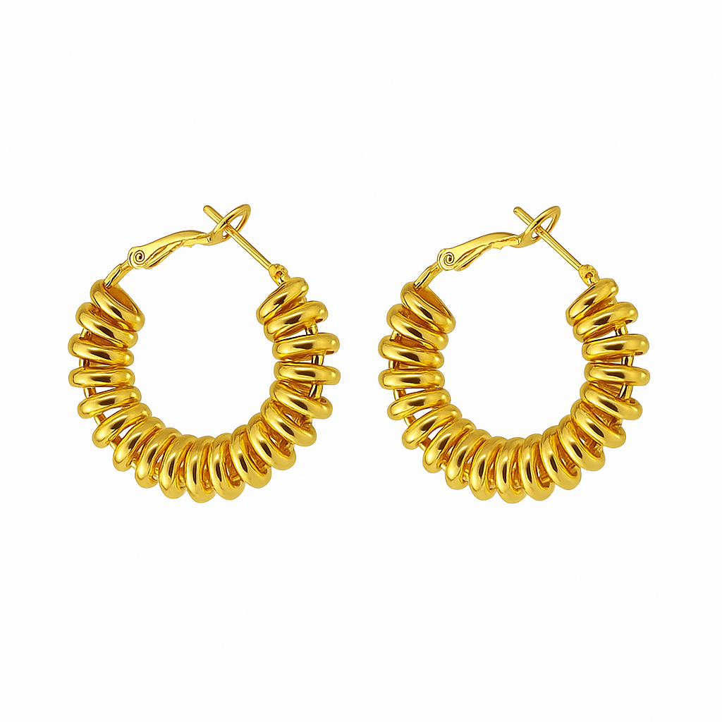 Golden Spiral Orbit Earrings in 18K PVD gold by Febae