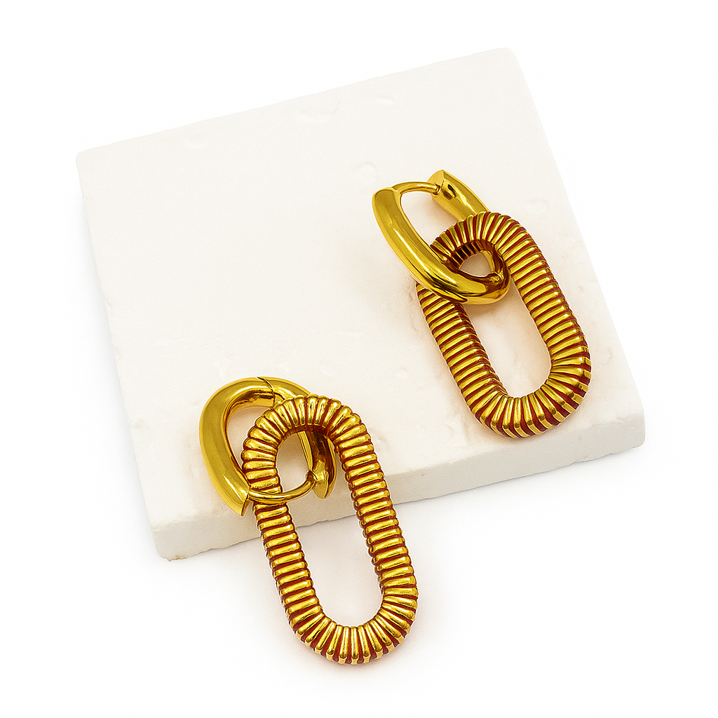 Scarlet Orbit Link Earrings in 18K PVD gold by Febae – view 3