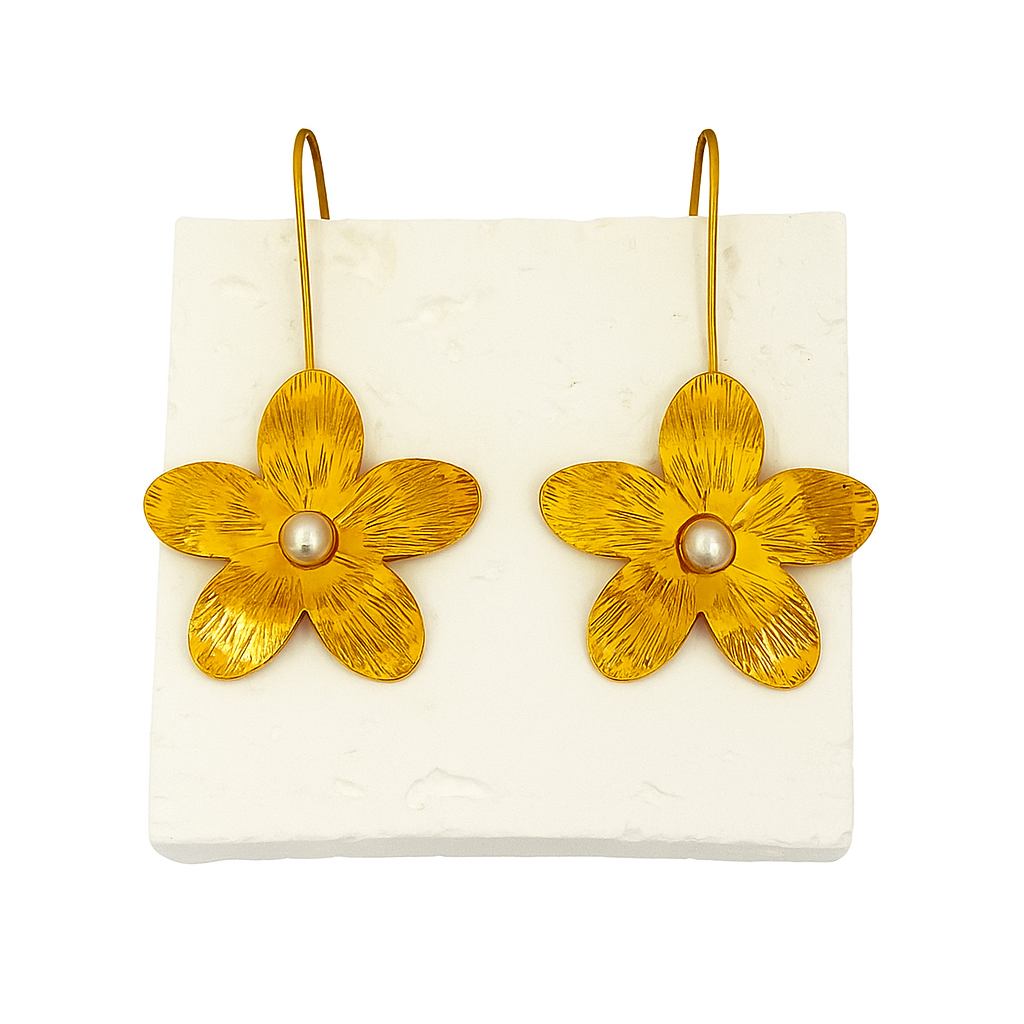 Golden Bloom Earrings in 18K PVD gold by Febae – view 3