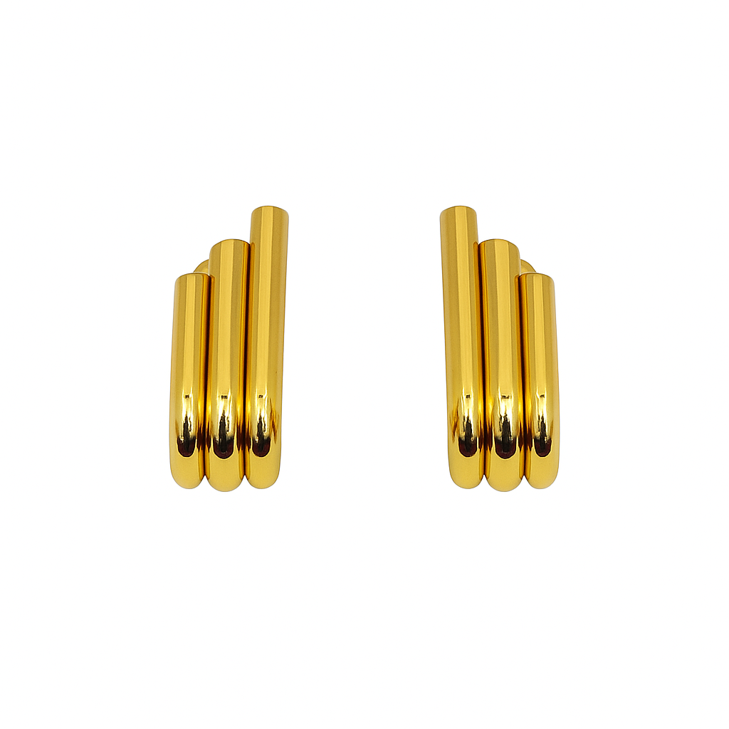 Auric Stacked Earrings in 18K PVD gold by Febae – view 2