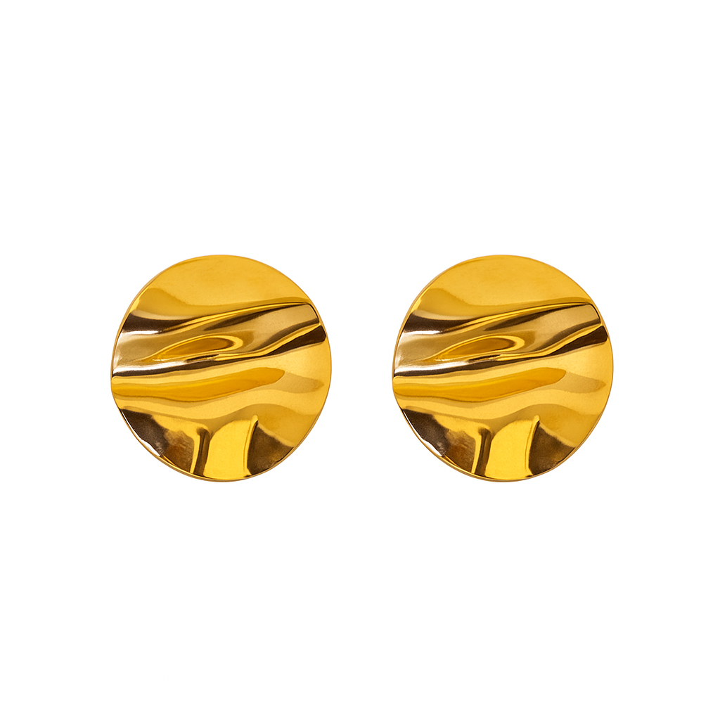 Luna Wave Earrings in 18K PVD gold by Febae – view 2