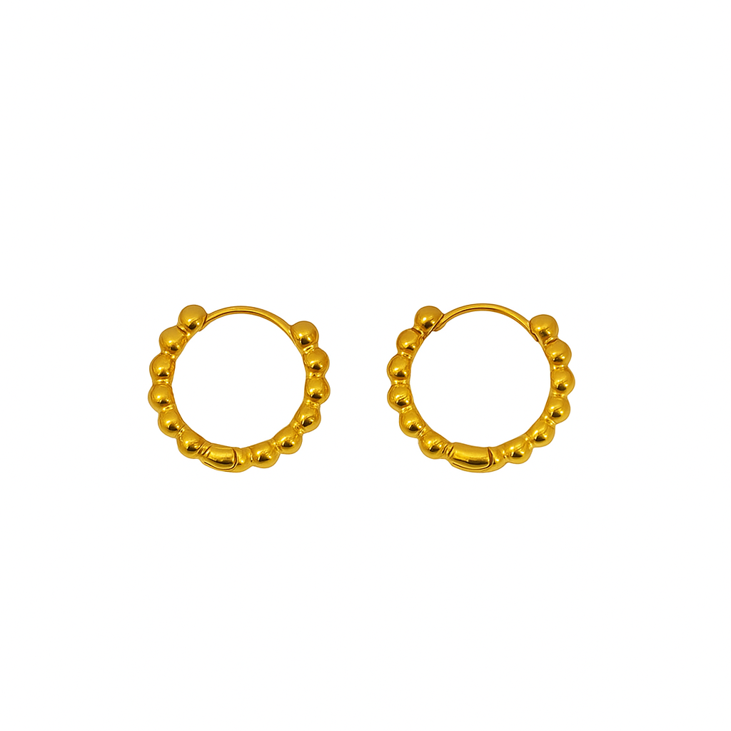 Aurora Bead Hoop Earrings in 18K PVD gold by Febae – view 2
