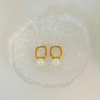 Ophelia Pearl Drop Earrings in 18K PVD gold by Febae – view 3