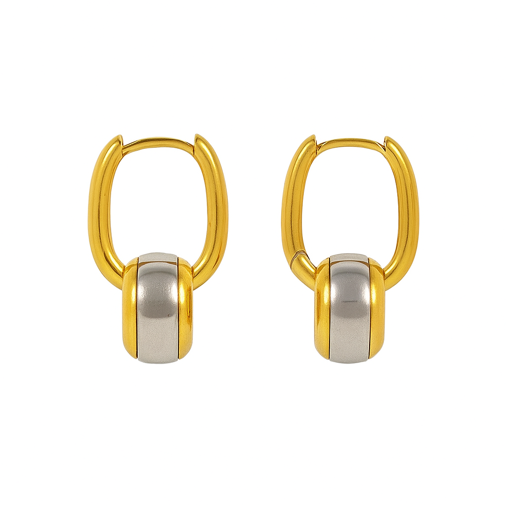 Celeste Duo Earrings in 18K PVD gold by Febae – view 2