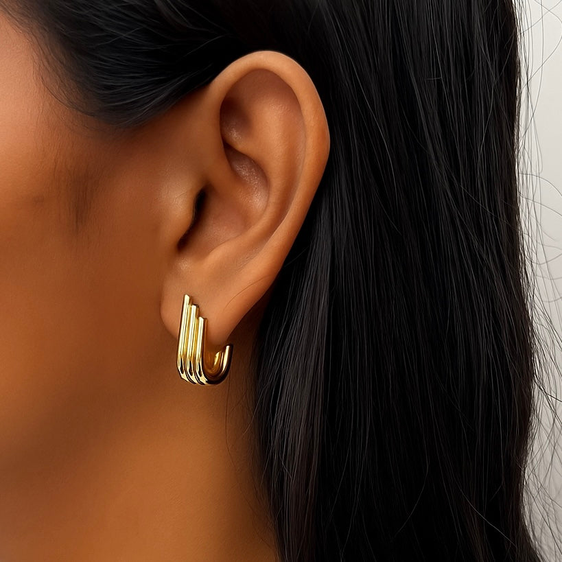 Auric Stacked Earrings in 18K PVD gold by Febae