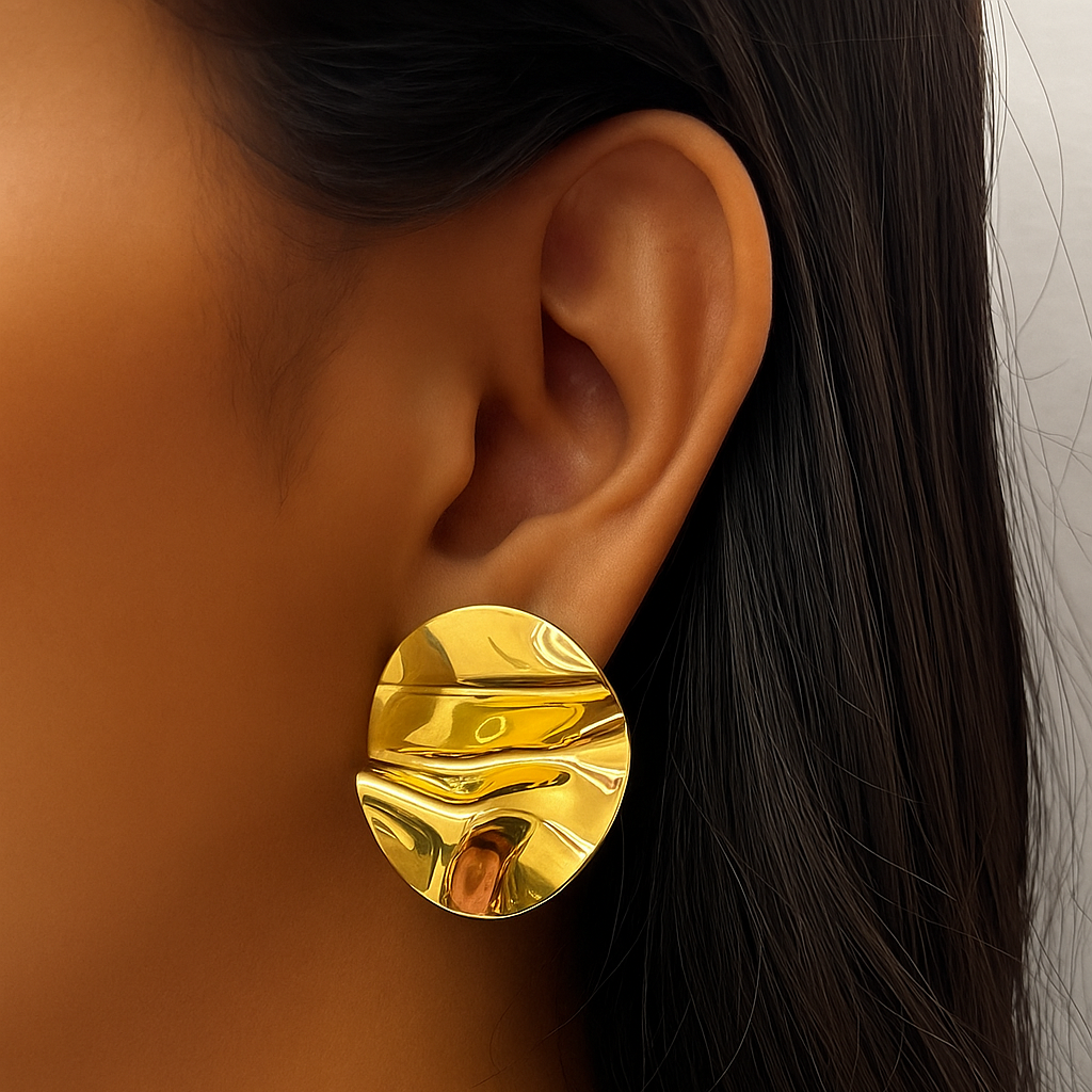 Luna Wave Earrings in 18K PVD gold by Febae