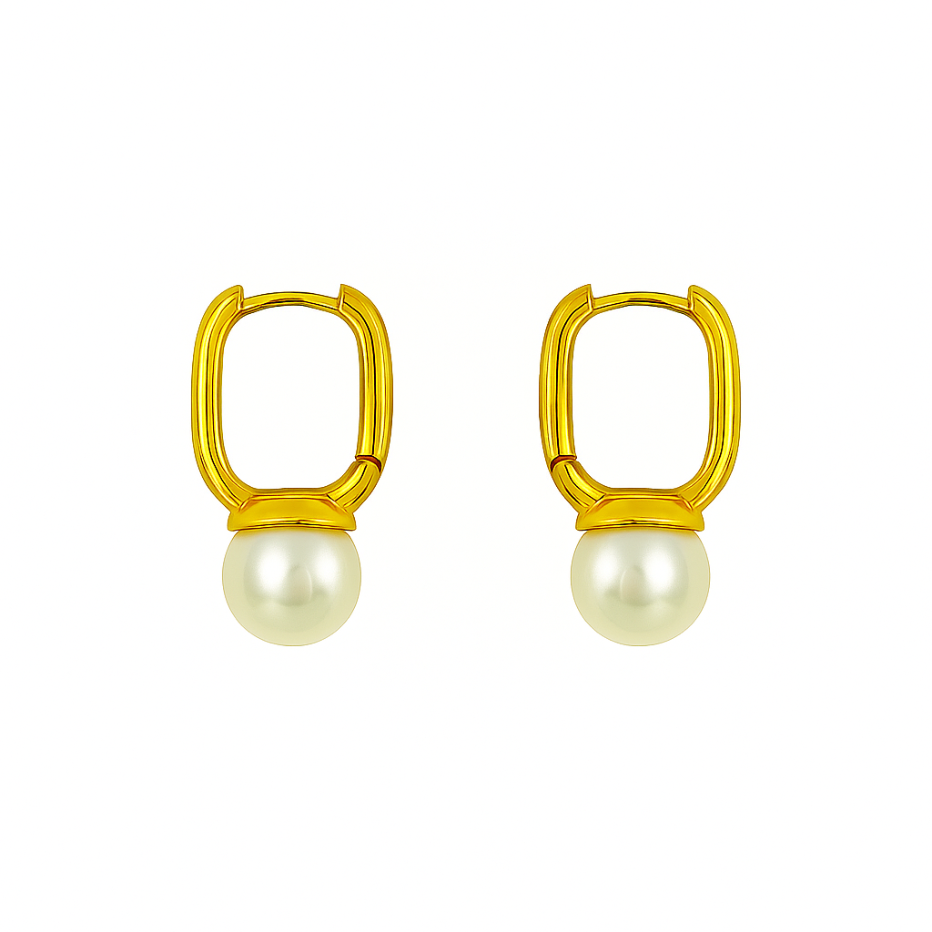 Ophelia Pearl Drop Earrings in 18K PVD gold by Febae – view 2