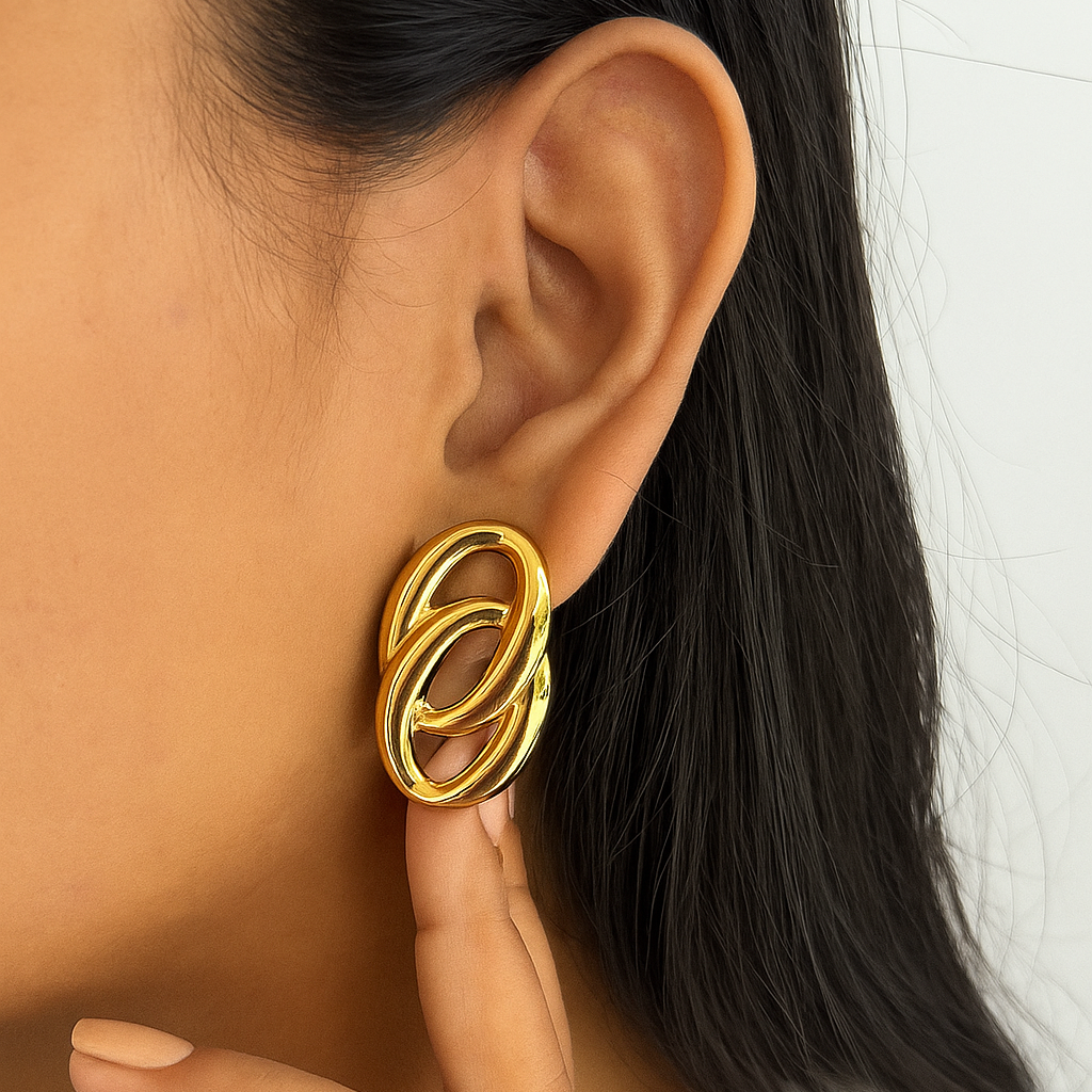 Luna Knot Earrings in 18K PVD gold by Febae
