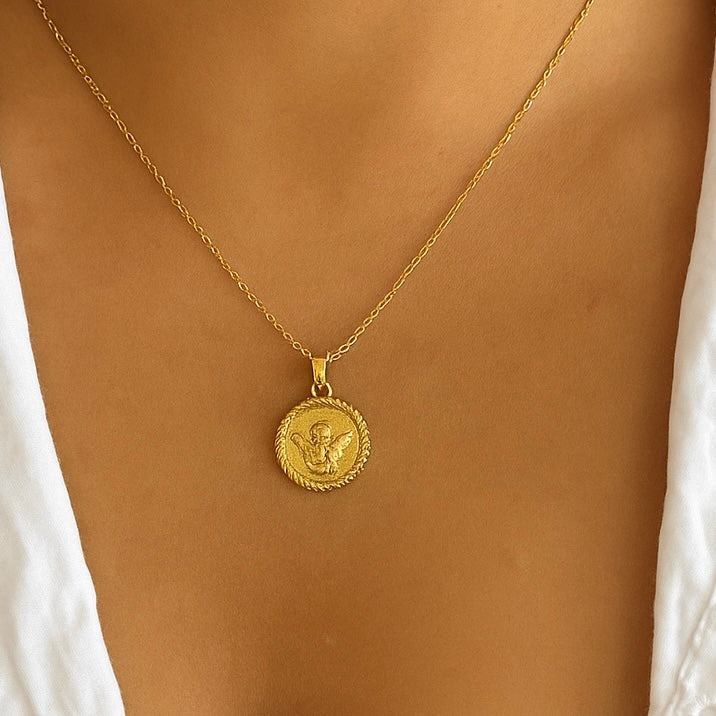 Celeste Angel Necklace in 18K PVD gold by Febae – view 2