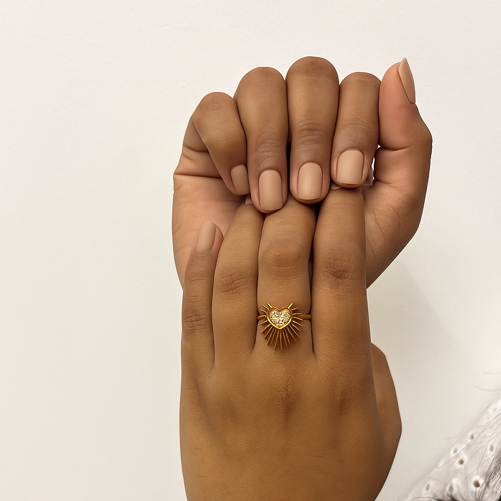 Sol Radiance Ring in 18K PVD gold by Febae – view 2