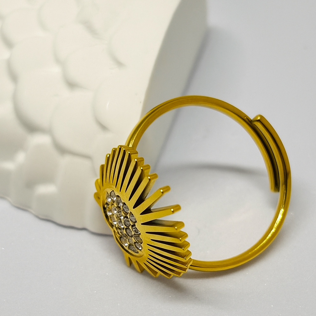 Sol Radiance Ring in 18K PVD gold by Febae – view 3