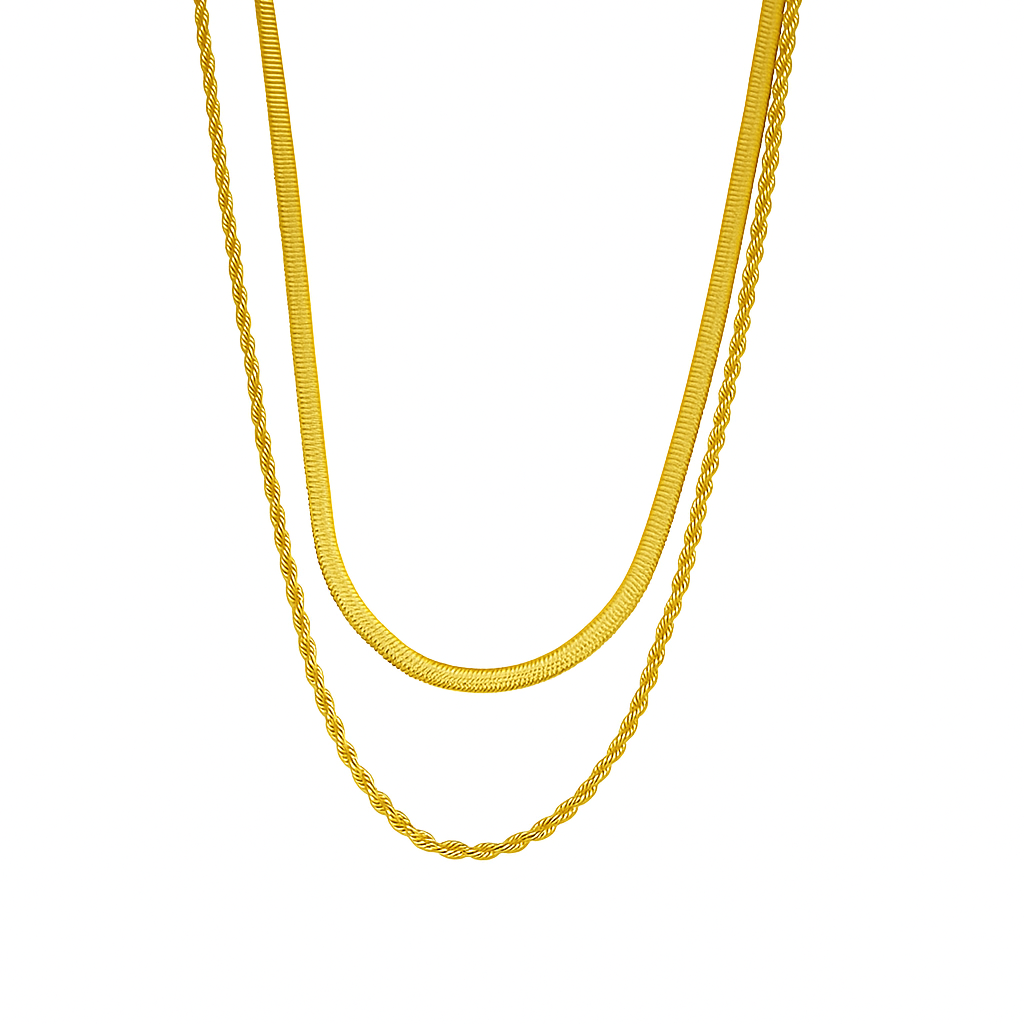 Aureum Duo Necklace in 18K PVD gold by Febae