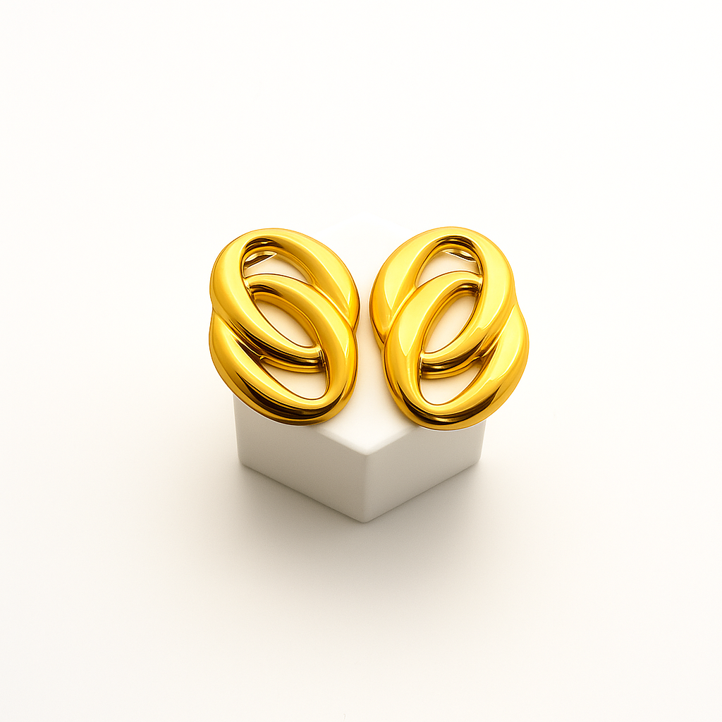 Luna Knot Earrings in 18K PVD gold by Febae – view 3