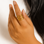 Sierra Wave Ring in 18K PVD gold by Febae – view 2