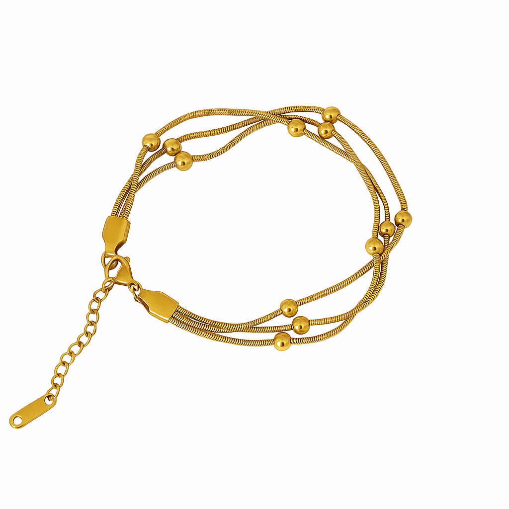 Aurelia Bead Bracelet in 18K PVD gold by Febae
