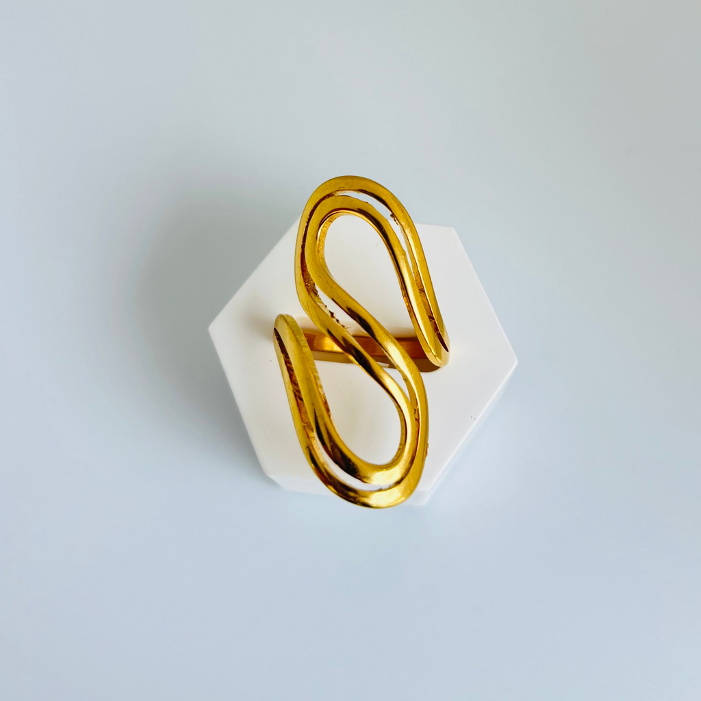 Sculpted Swirl Ring in 18K PVD gold by Febae – view 3