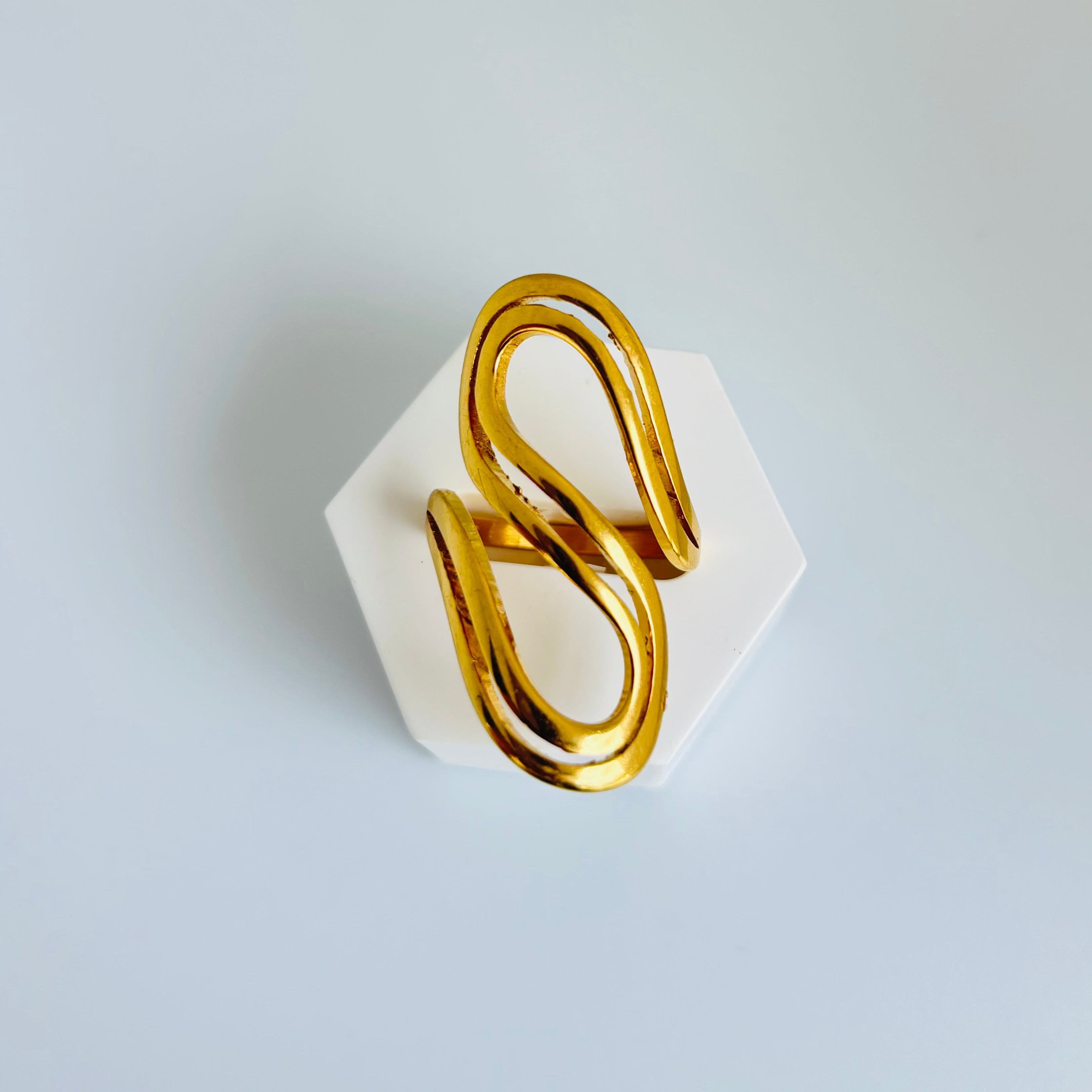 Sculpted Swirl Ring in 18K PVD gold by Febae – view 3