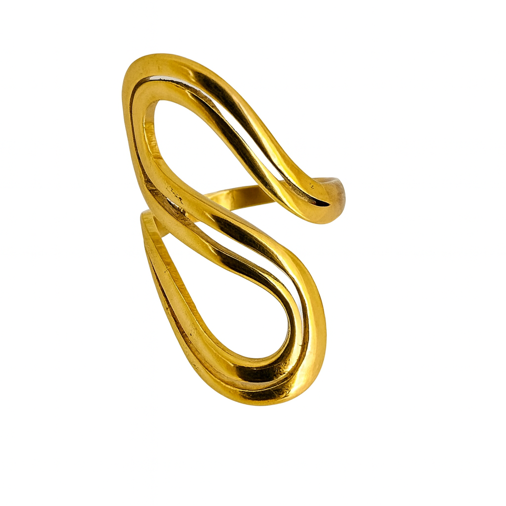 Gilded Ripple Statement Ring