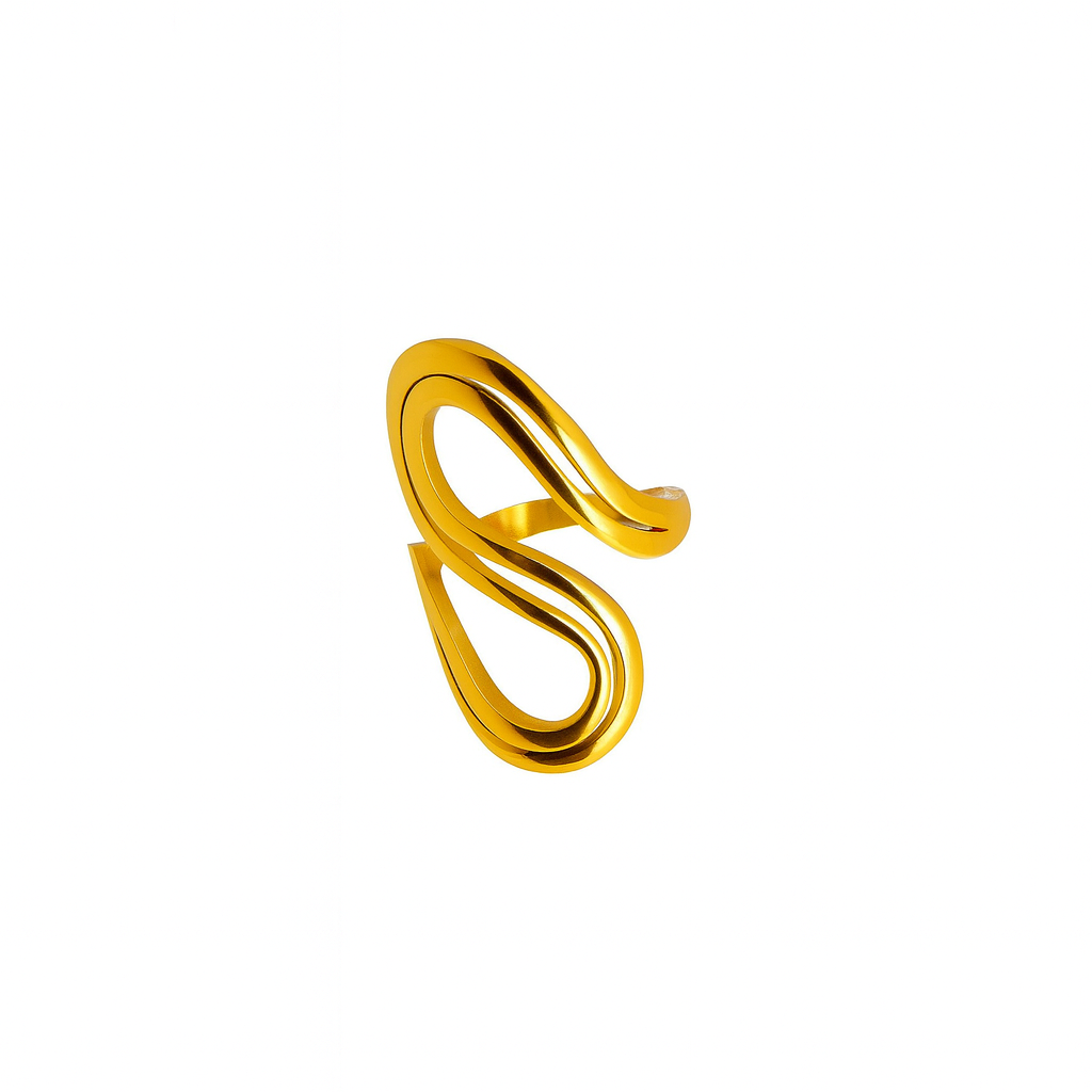 Sculpted Swirl Ring in 18K PVD gold by Febae