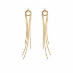 Golden Loop Tassel Earrings in 18K PVD gold by Febae – view 2