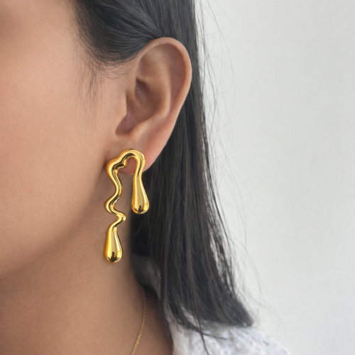 Molten Drift Earrings in 18K PVD gold by Febae