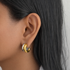 Luxe Fusion Hoops, gold and silver PVD earrings by Febae – view 3